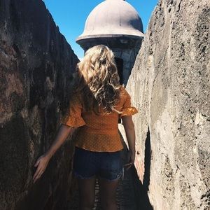 Yellow polka dot blouse